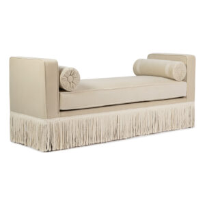 Julian Seat Bench - Pale Beige Velvet & Fringe