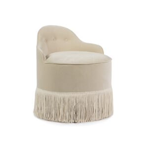 Lou Vanity Stool - Pale Beige Velvet & Fringe