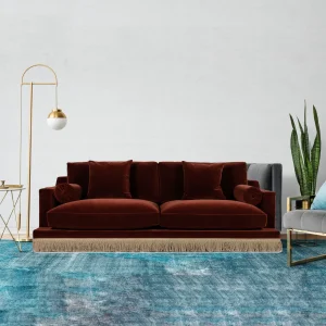 Orlando Sofa - Rust Velvet & Houlès Fringe
