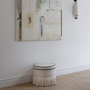 Laurent Pouf - Easy Lustre Fabric, Velvet Piping & Fringe