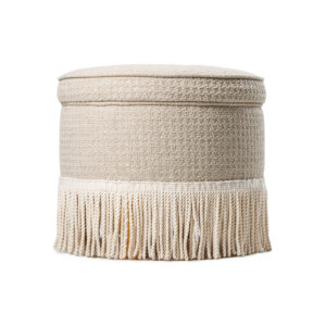 Laurent Pouf - Waffle Champagne Fabric & Fringe