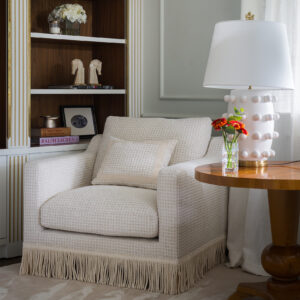 Orlando Lounge Chair - Waffle Fabric & Fringe