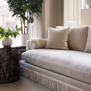 Orlando Sofa 2 Seat - Pale Beige & Fringe